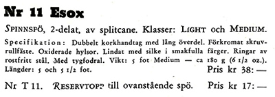 Specification från 1952